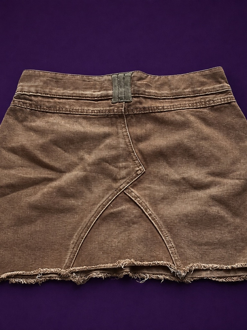 Women’s Brown Distressed Mini Skirt with Stud Details - Picture 2 of 2